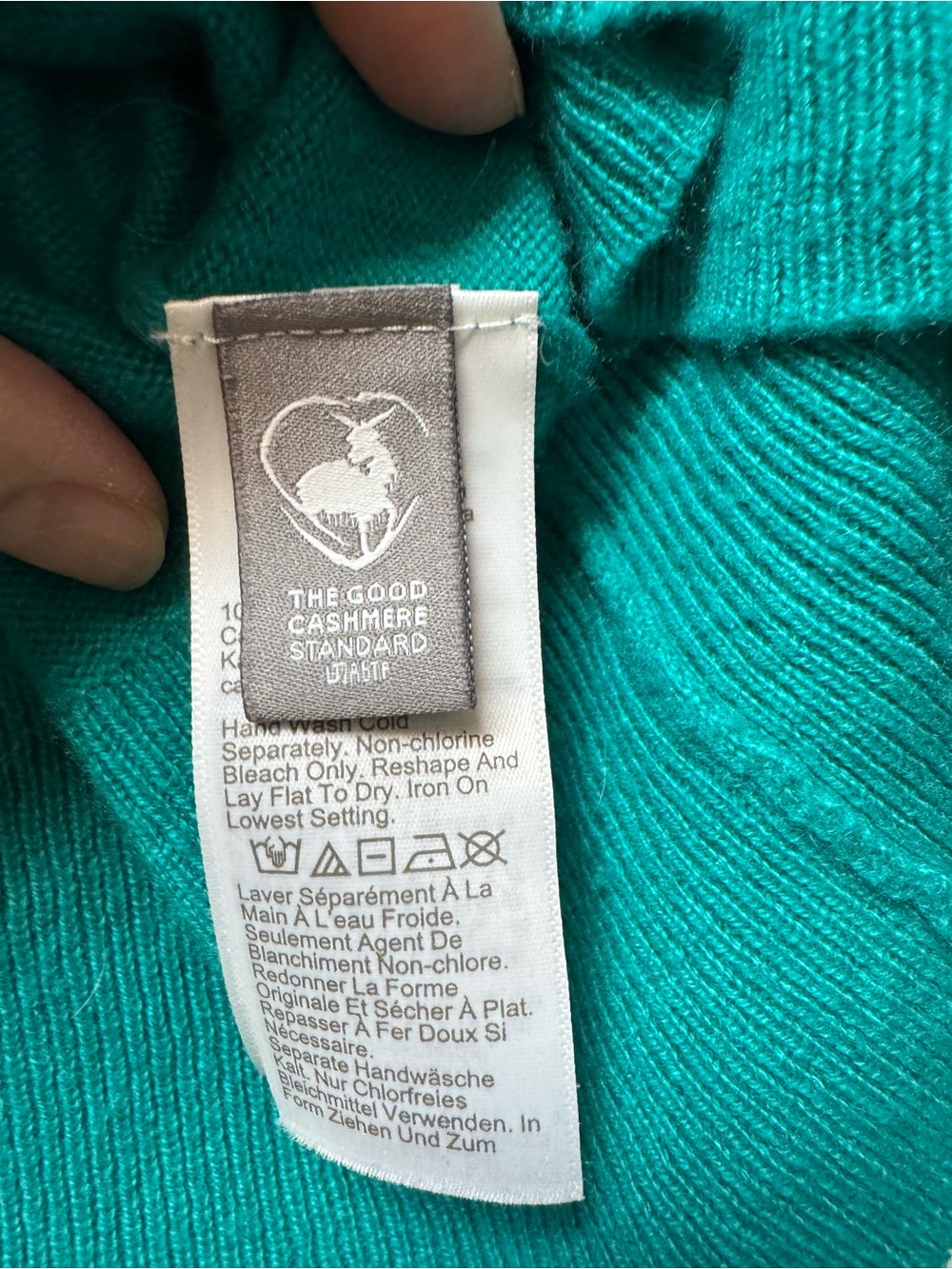 J Crew classic fit teal cashmere sweater - Picture 6 of 7